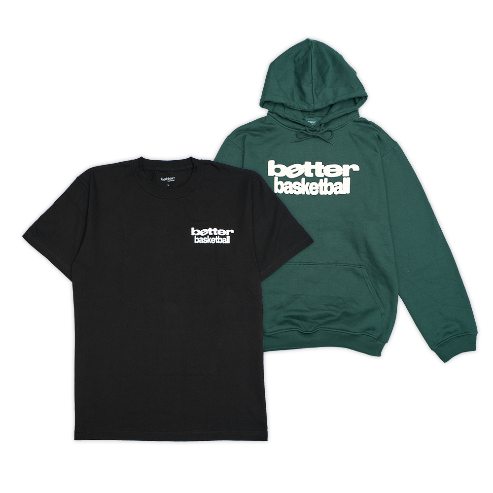 Better Basketball Hoodie Set: (Asia Pacific Tee - Black) + (Hoodie - Green)