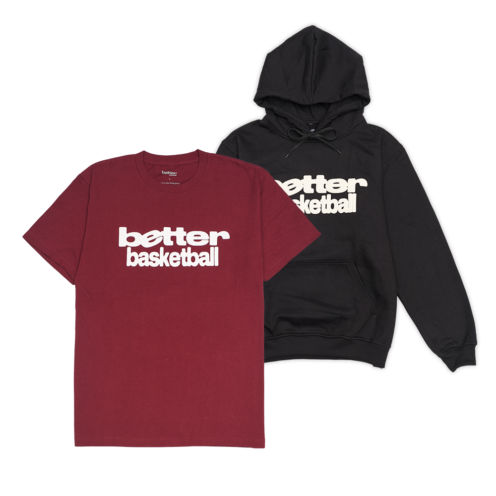 Better Basketball Hoodie Set: (Heritage Tee - Maroon) + (Hoodie - Black)