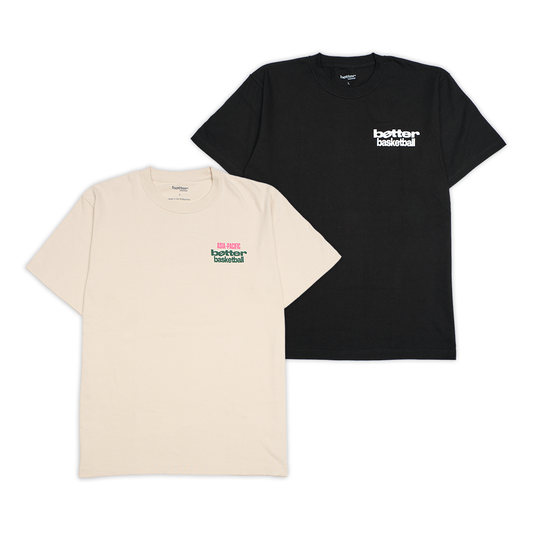 Better Basketball Tee Set: (Asia Pacific Tee - Black) + (Logo Tee - Beige)