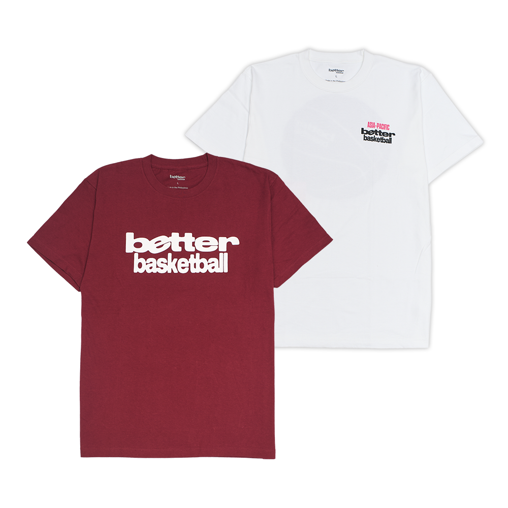 Better Basketball Tee Set: (Heritage Tee - Maroon) + (Logo Tee - White)