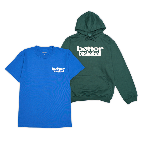 Better Basketball Hoodie Set: (Asia Pacific Tee - Blue) + (Hoodie - Green)
