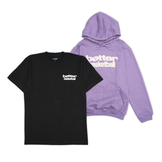 Better Basketball Hoodie Set: (Asia Pacific Tee - Black) + (Hoodie - Purple)
