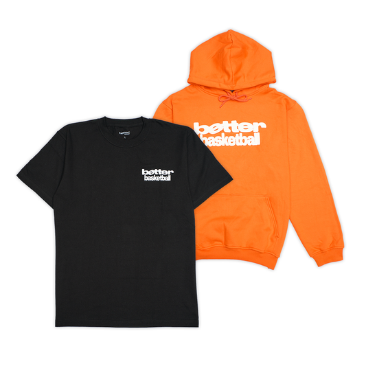 Better Basketball Hoodie Set: (Asia Pacific Tee - Black) + (Hoodie - Orange)