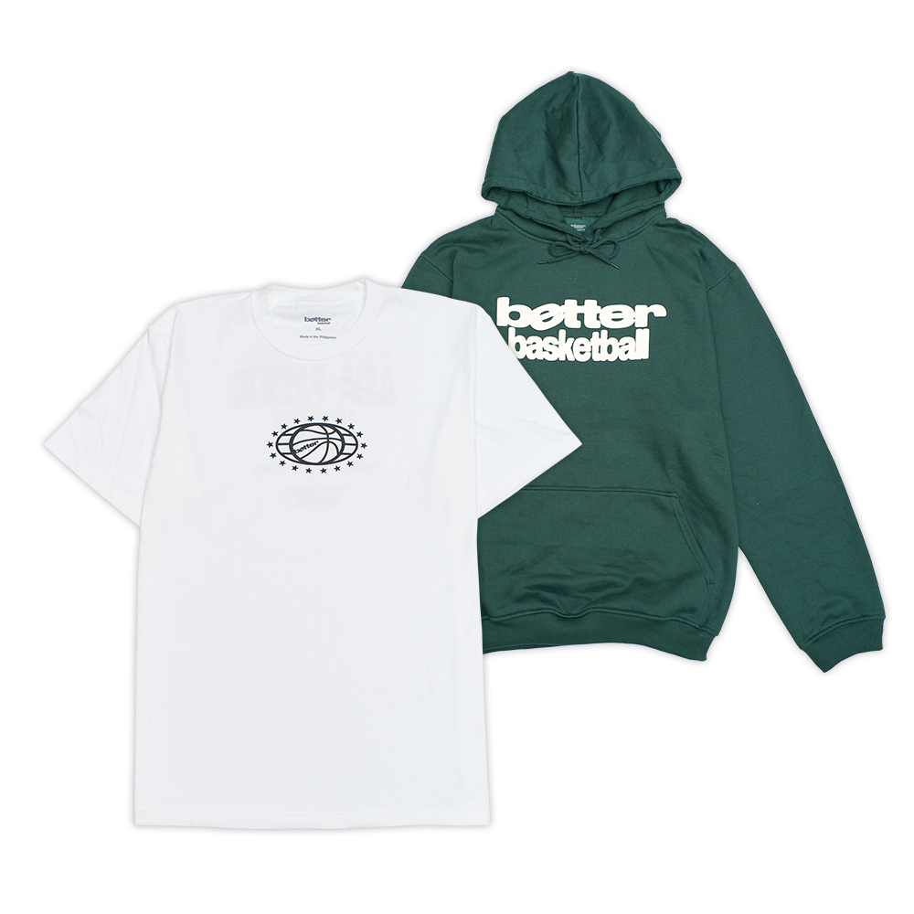 Better Basketball Hoodie Set: (Asia Pacific Tee - White) + (Hoodie - Green)