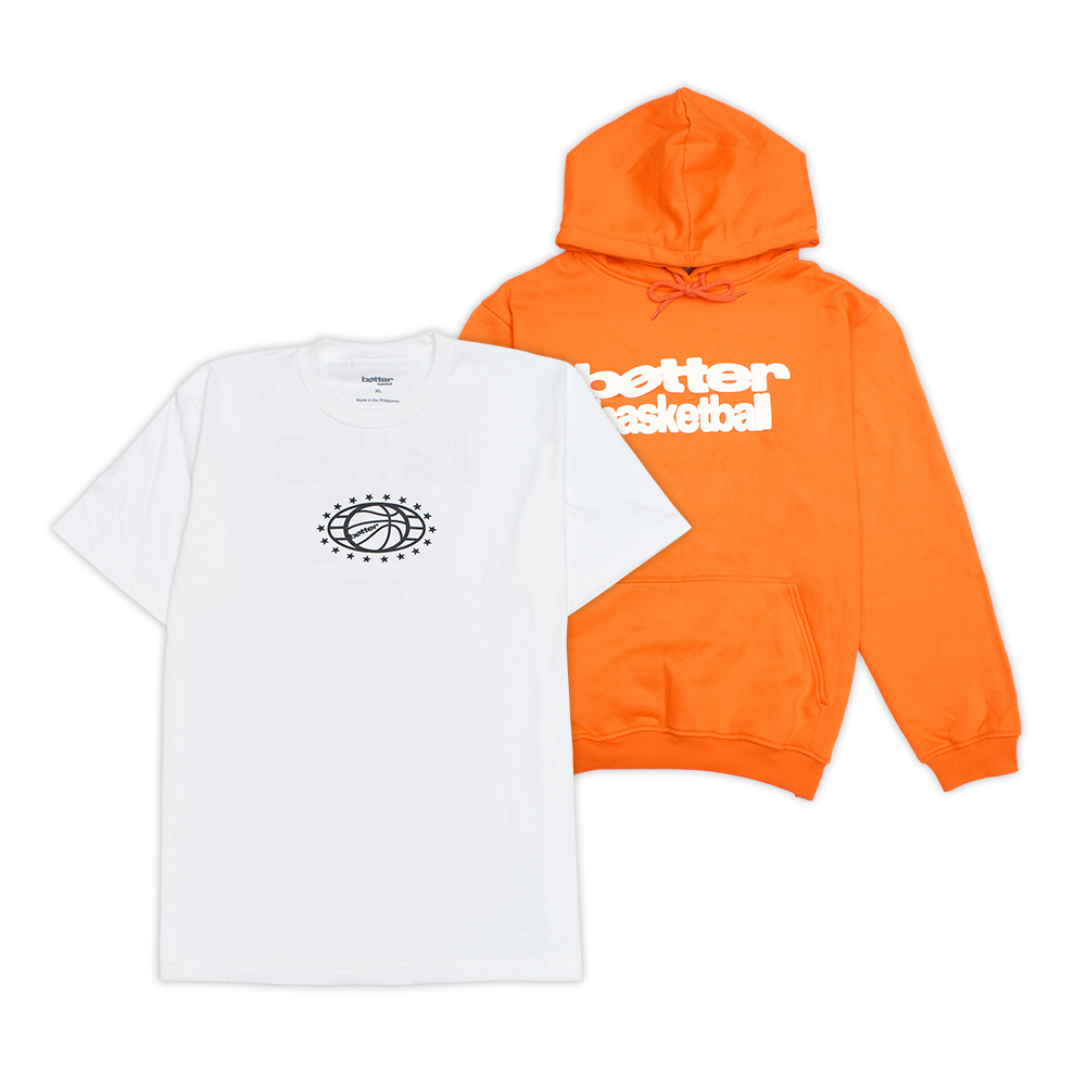 Better Basketball Hoodie Set: (Asia Pacific Tee - White) + (Hoodie - Orange)