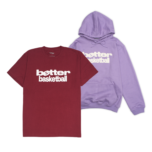 Better Basketball Hoodie Set: (Heritage Tee - Maroon) + (Hoodie - Purple)